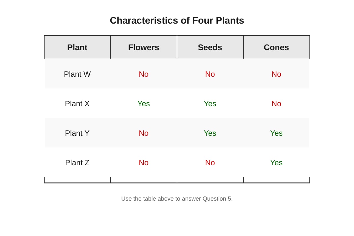 Table for Q5 (P5 Science)