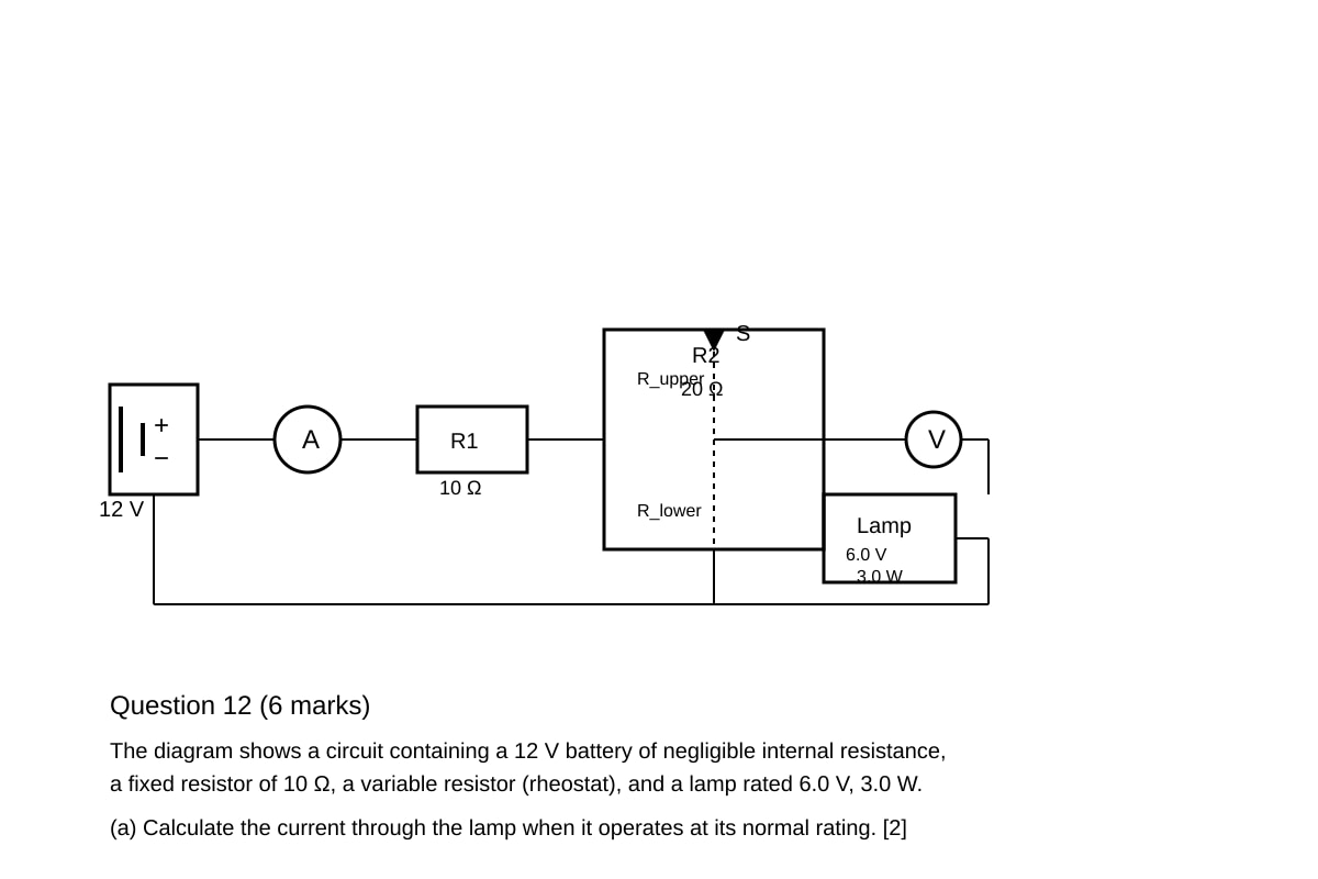 Circuit Diagram for Q12 (SEC4 Pure Physics)