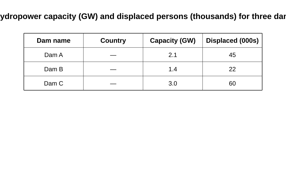 Table for Q11 (ALEVEL Geography H2)