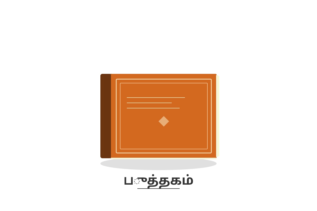 Image for Q8-fig1 type: diagram linked_question: Q8 description: A simple drawing of a book. labels: புத்தகம் values: None must_show: A closed book. (P2 Tamil)