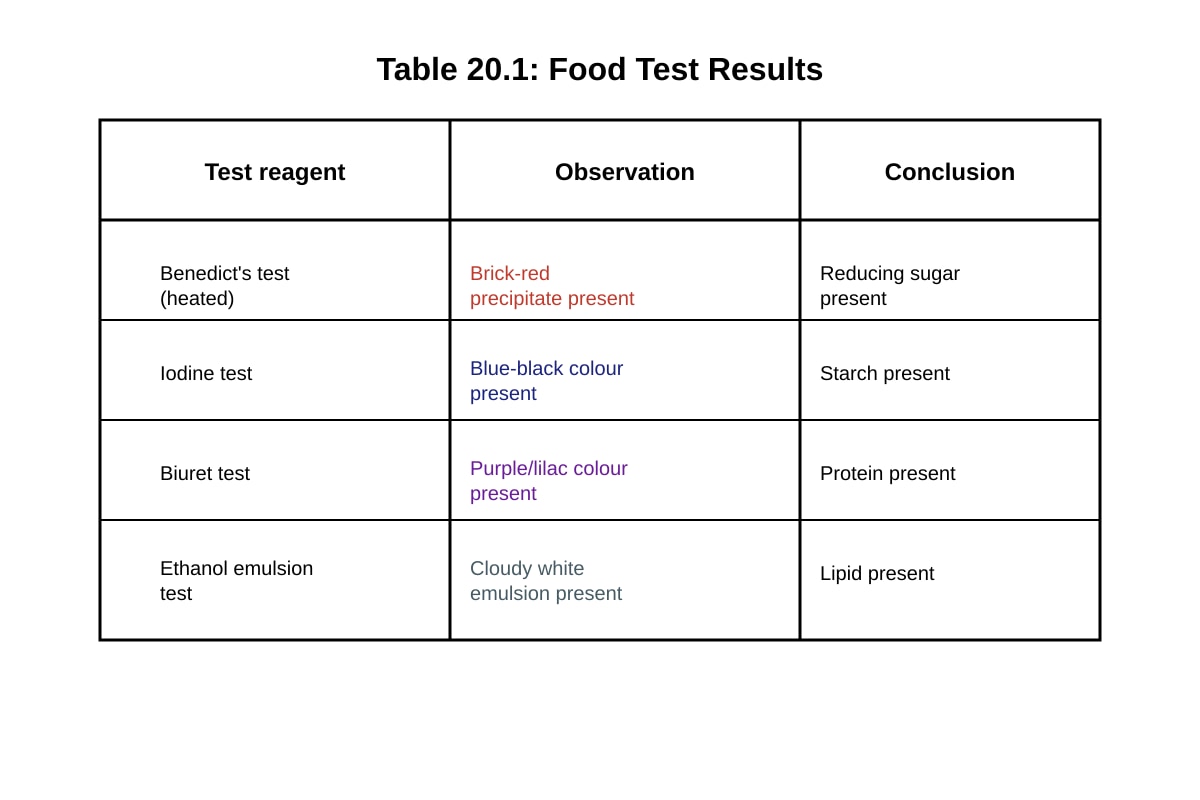 Table for Q20 (ALEVEL Biology H1)