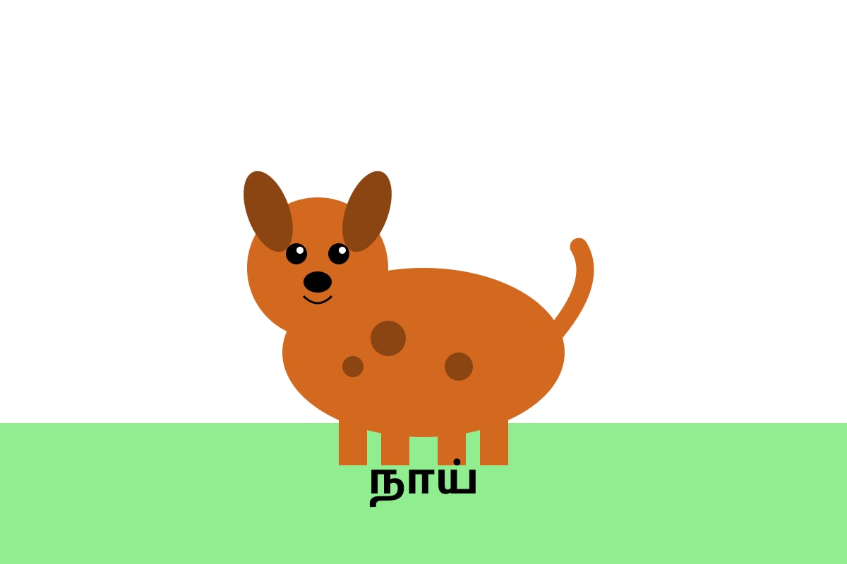 Image for Q8-img2 type: figure linked_question: Q8 description: Picture of a dog labels: நாய் values: N/A must_show: Dog drawing (P1 Tamil)